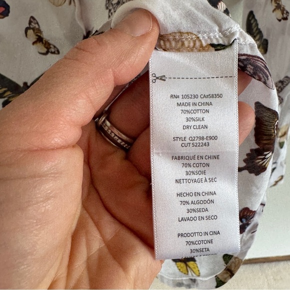 Equipment Femme Silk & Cotton Butterfly Button Down Shirt Small - Picture 7 of 10